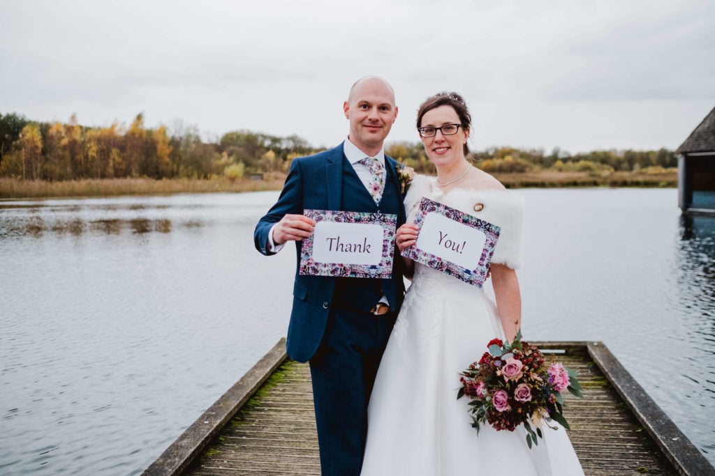 Thank you photograph from bride and groom