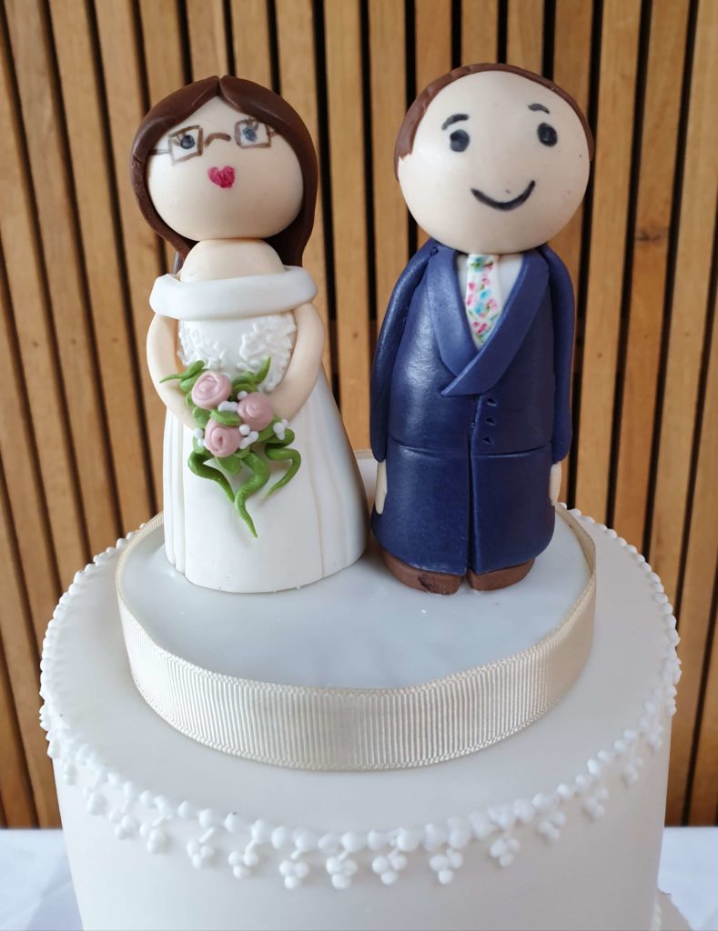 Bride and groom peg doll topper
