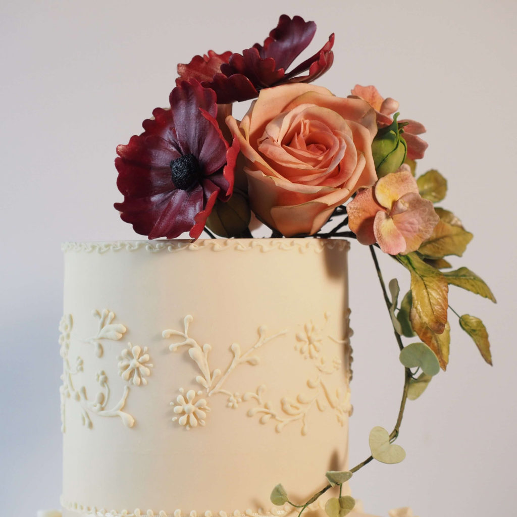 Hand made sugar flower wedding cake topper