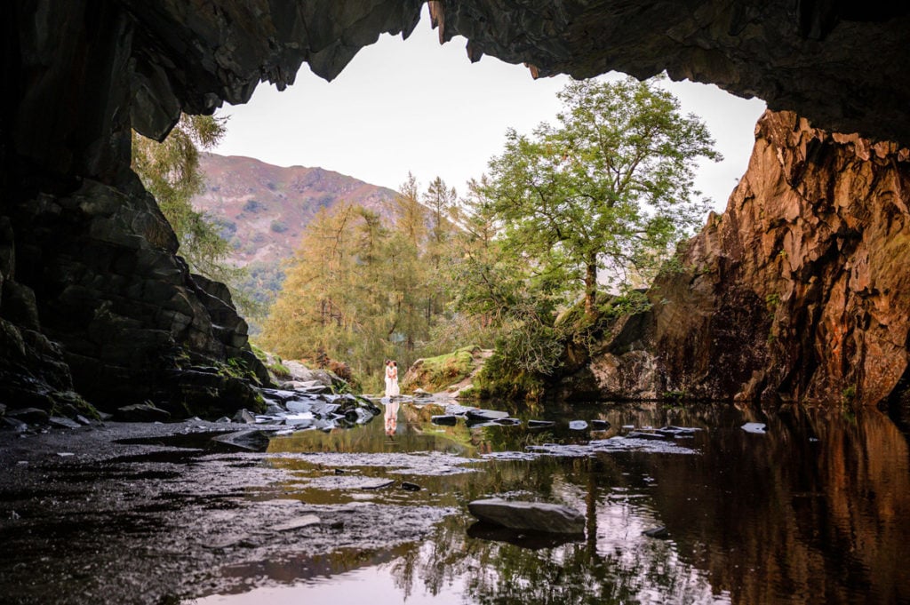 Two-Brides-in-rydal-Caves---Just-married-at-Cote-How-by-Simon-Hughes