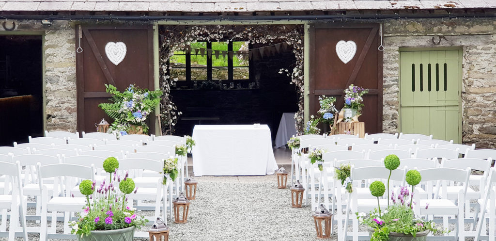 Barn Outdoor Wedding Ceremony area at Cote How